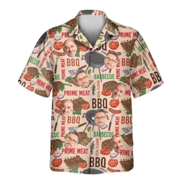 1 Barbecue Time Aloha Custom Hawaiian Shirts With Faces Or Logos