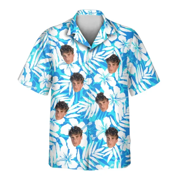 1 Blue Hibiscus Breeze Aloha Custom Hawaiian Shirts With Faces Or Logos