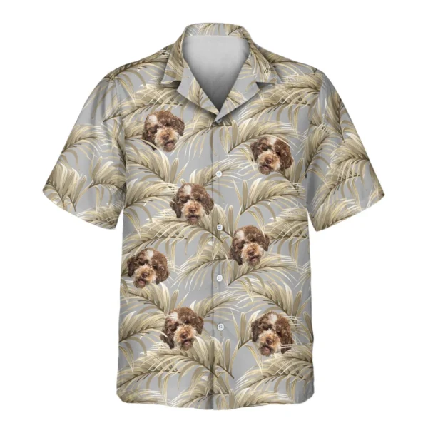 1 Golden Palm Leaves Aloha Custom Hawaiian Shirts With Faces Or Logos