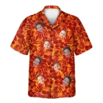1 Red And Orange Tropical Silhouettes Aloha Custom Hawaiian Shirts With Faces Or Logos