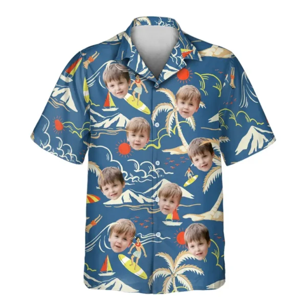 1 Surf Island Vibes Aloha Custom Hawaiian Shirts With Faces Or Logos