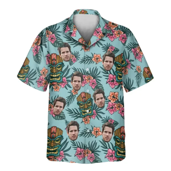 1 Tropical Tiki Mask Aloha Custom Hawaiian Shirts With Faces Or Logos