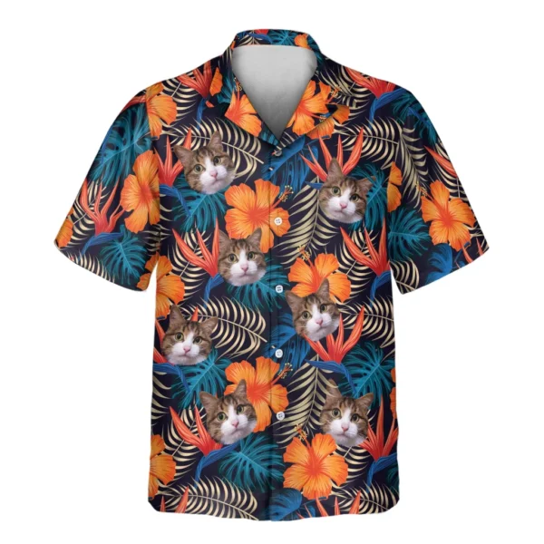 1 Vibrant Tropical Floral Aloha Custom Hawaiian Shirts With Faces Or Logos
