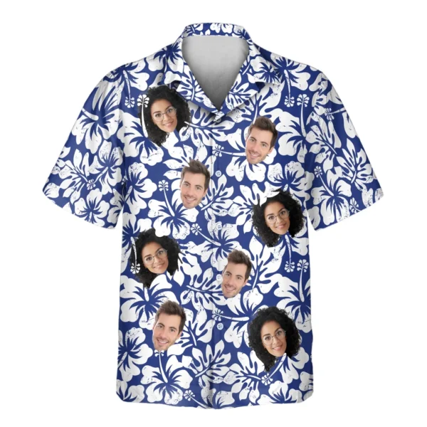 1 Weathered Tropic Hibiscus Aloha Custom Hawaiian Shirts With Faces Or Logos
