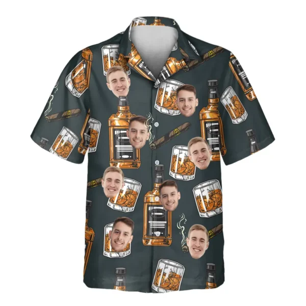 1 Whiskey Cigar Aloha Custom Hawaiian Shirts With Faces Or Logos
