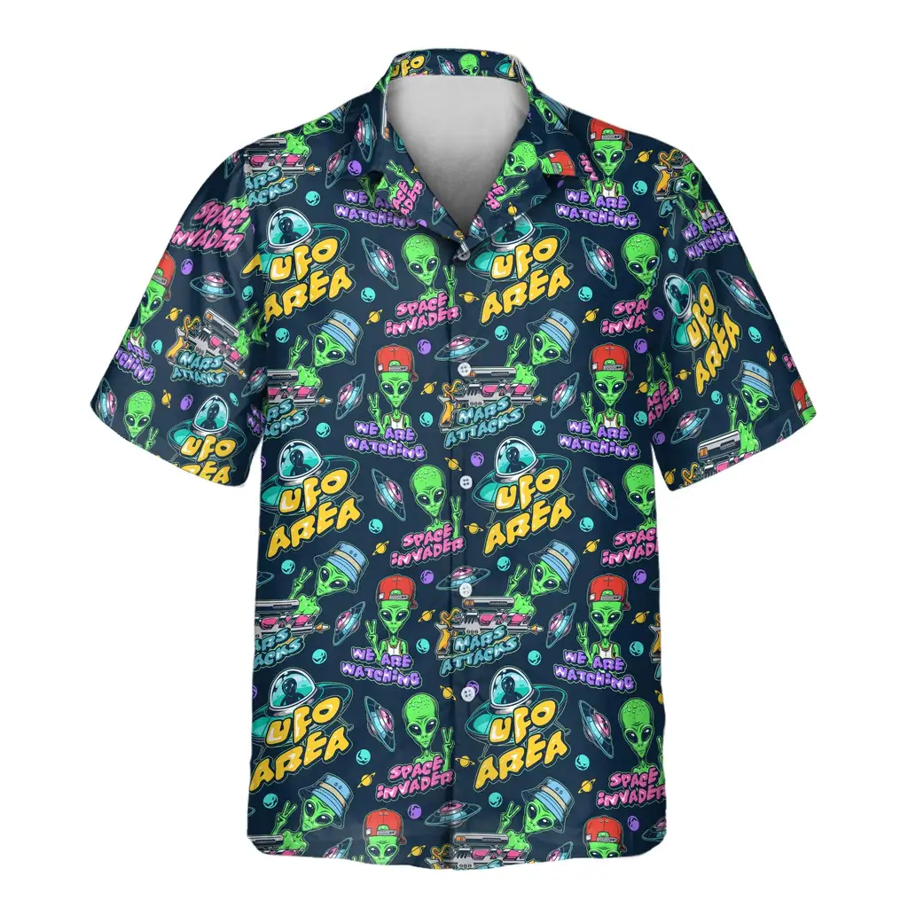 2 Alien Invasion Aloha Custom Hawaiian Shirts With Faces Or Logos 2 Alien Invasion Aloha Custom Hawaiian Shirts With Faces Or Logos