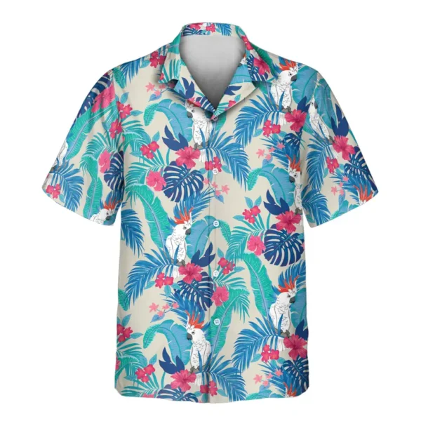 2 Exotic Cockatoo Paradise Aloha Custom Hawaiian Shirts With Faces Or Logos