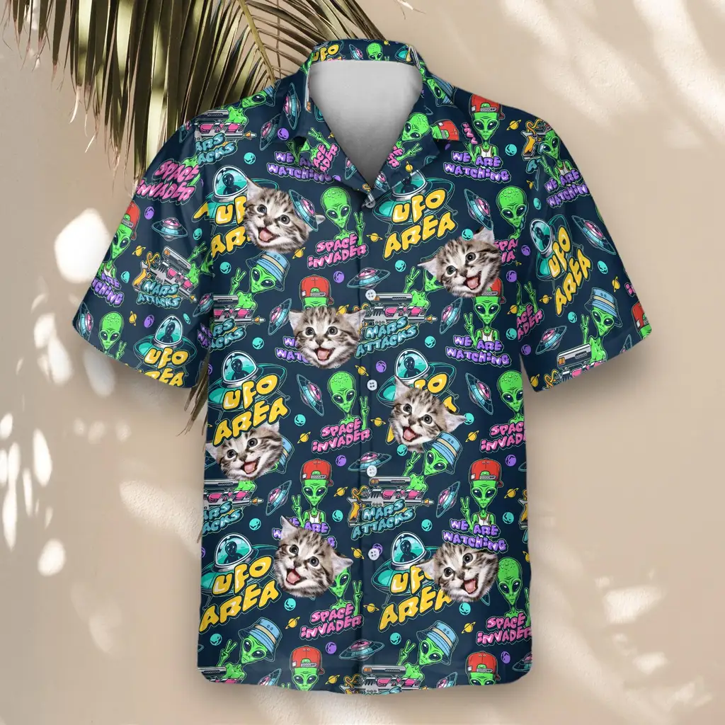 4 Alien Invasion Aloha Custom Hawaiian Shirts With Faces Or Logos 4 Alien Invasion Aloha Custom Hawaiian Shirts With Faces Or Logos