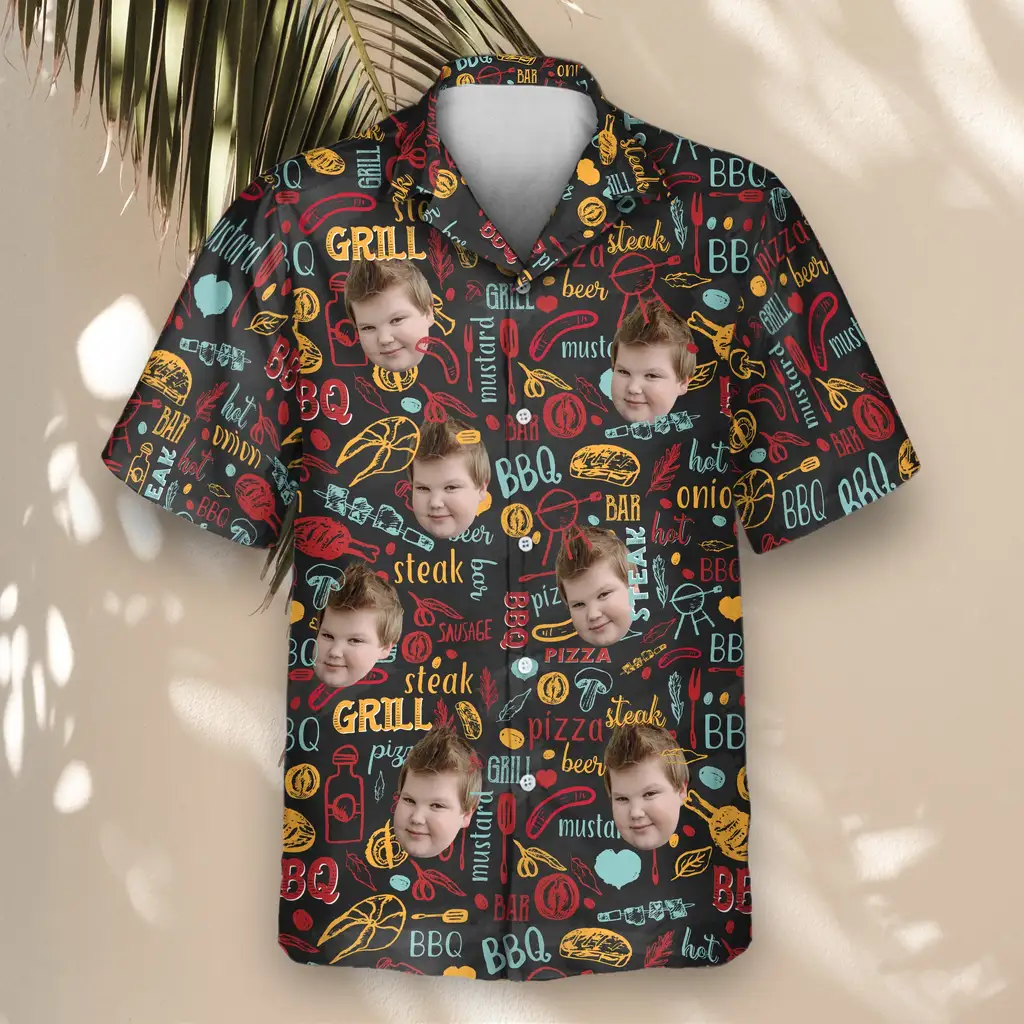 4 BBQ Royale Night Aloha Custom Hawaiian Shirts With Faces Or Logos 4 BBQ Royale Night Aloha Custom Hawaiian Shirts With Faces Or Logos