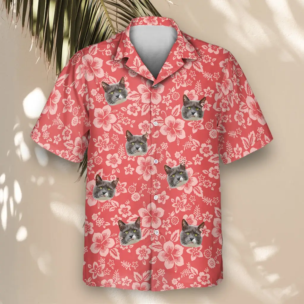 4 Japanese Hibiscus Blossom Aloha Custom Hawaiian Shirts With Faces Or Logos