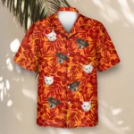1 Red And Orange Tropical Silhouettes Aloha Custom Hawaiian Shirts With Faces Or Logos