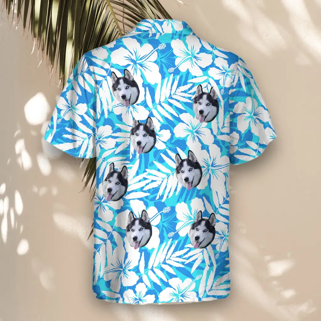 5 Blue Hibiscus Breeze Aloha Custom Hawaiian Shirts With Faces Or Logos 5 Blue Hibiscus Breeze Aloha Custom Hawaiian Shirts With Faces Or Logos