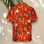 1 Red And Orange Tropical Silhouettes Aloha Custom Hawaiian Shirts With Faces Or Logos