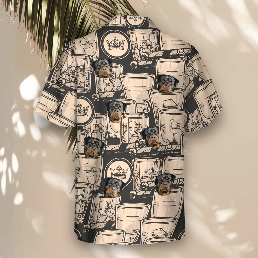 5 Whiskey Booze Aloha Custom Hawaiian Shirts With Faces Or Logos.